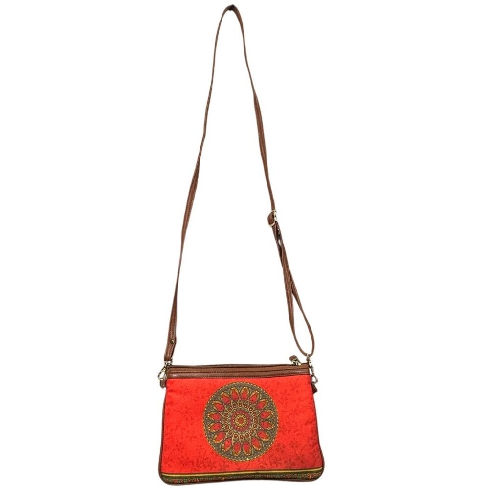 All Things Sundar Crossbody Bag Mandala Print Faux Leather Trim Boho Bohemian